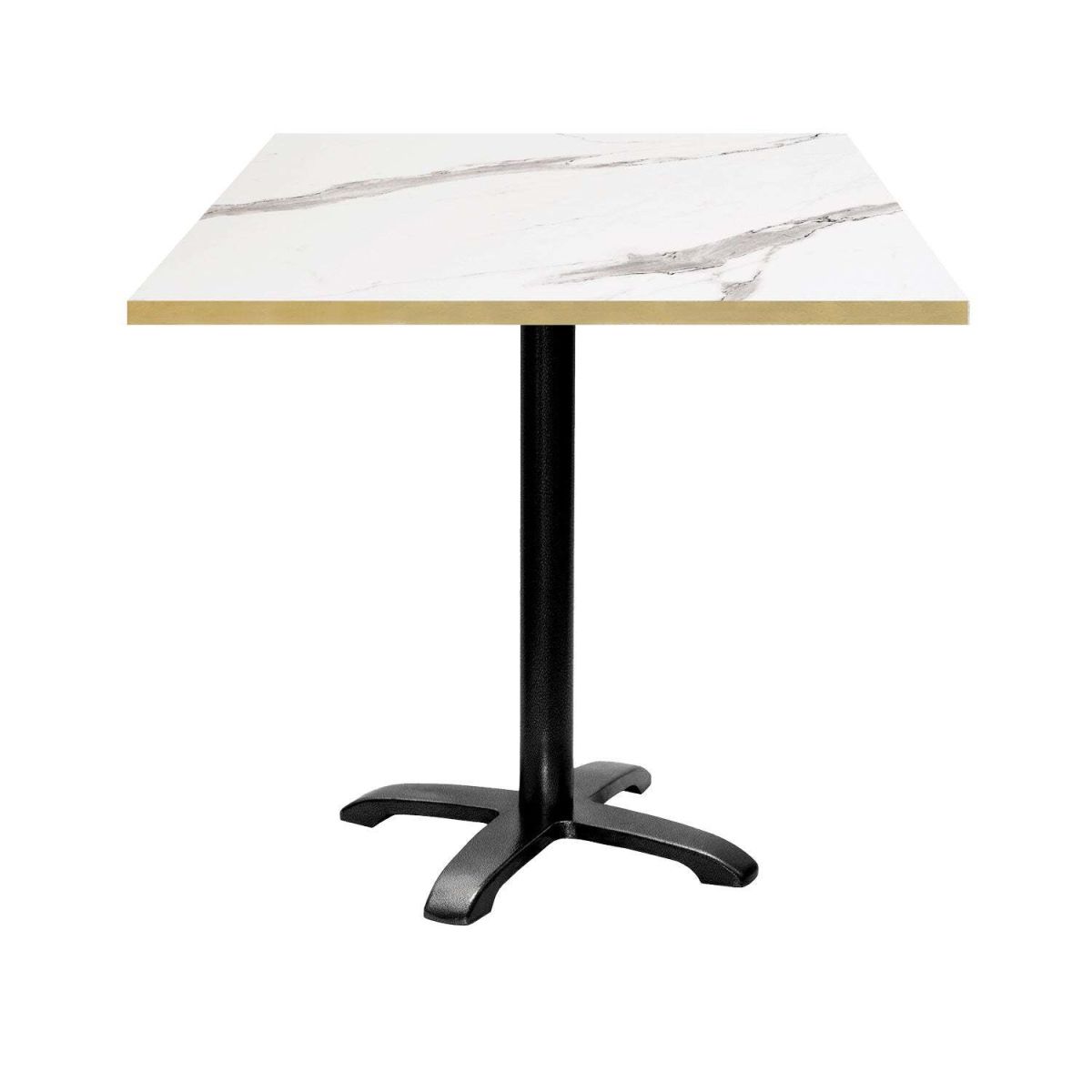 RestooTab Tisch Bazila quadratisch - Dekor Stein 70x70x75 cm (LxBxH); Platte weiß, Gestell schwarz; quadratisch