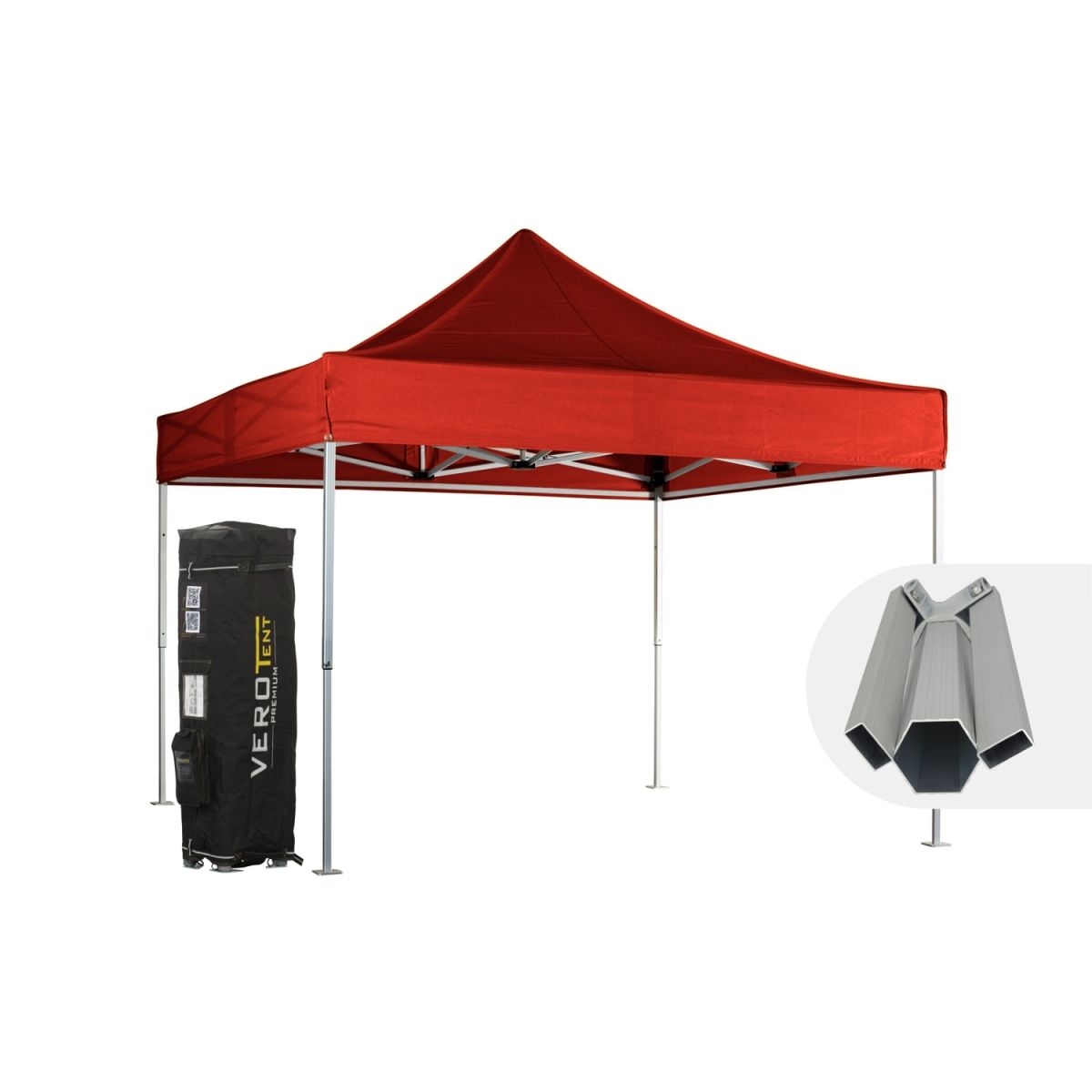 VeroTENT VeroTENT Faltpavillon 4x4m Budget50 mit Dach 400x400x400 cm (LxBxH); rot