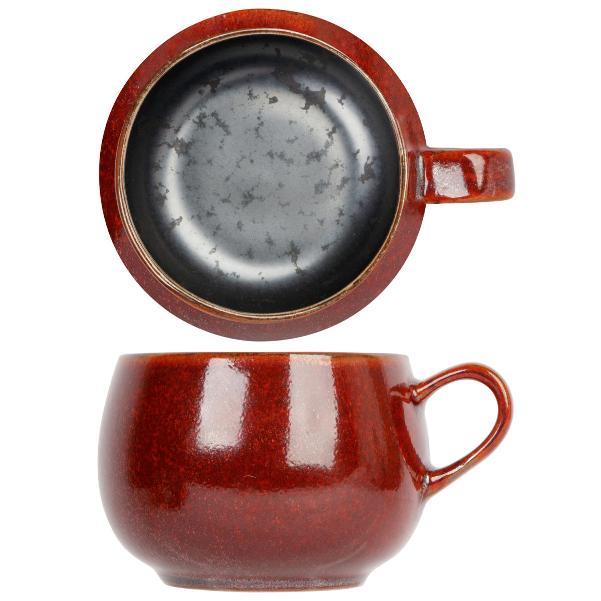 Cosy & Trendy Elements Maroon Kaffeetasse 19Cl D7Xh6,2Cm Mit Henkel 320 ml, 9.5x12.5x8.4x6.5 cm (LxBxØxH); rostbraun/anthrazit; rund; 6 Stück / Pack