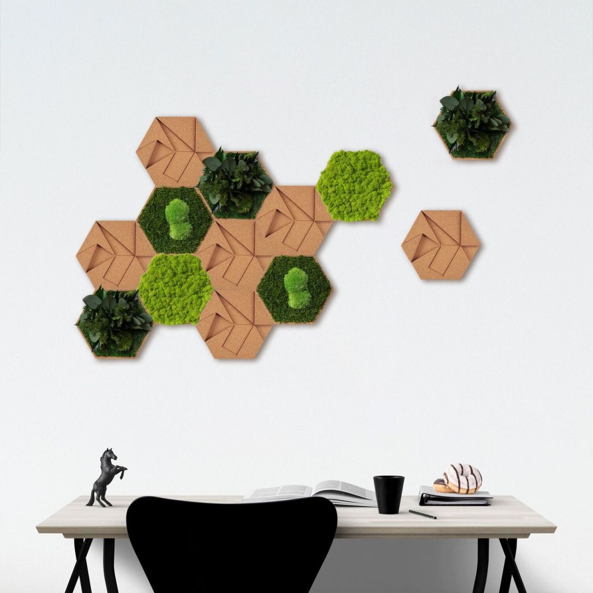 styleGREEN Kork-Hexagon Set grün; 10 Stück / Pack