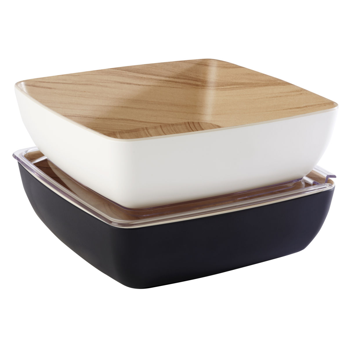 Ciotola APS; 2650 ml, 25x25x7.5 cm (LxLxH); beige/nero; quadrata