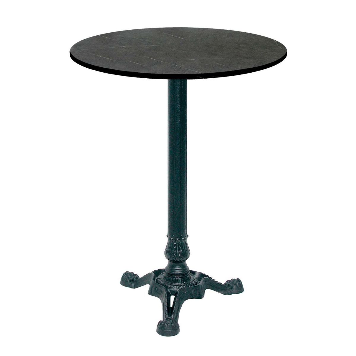 RestooTab Stehtisch Bistrot rund - Dekor Stein & Holz 60x60x113x60 cm (LxBxHxØ); schwarz/dunkelgrau; Gestell schwarz; rund