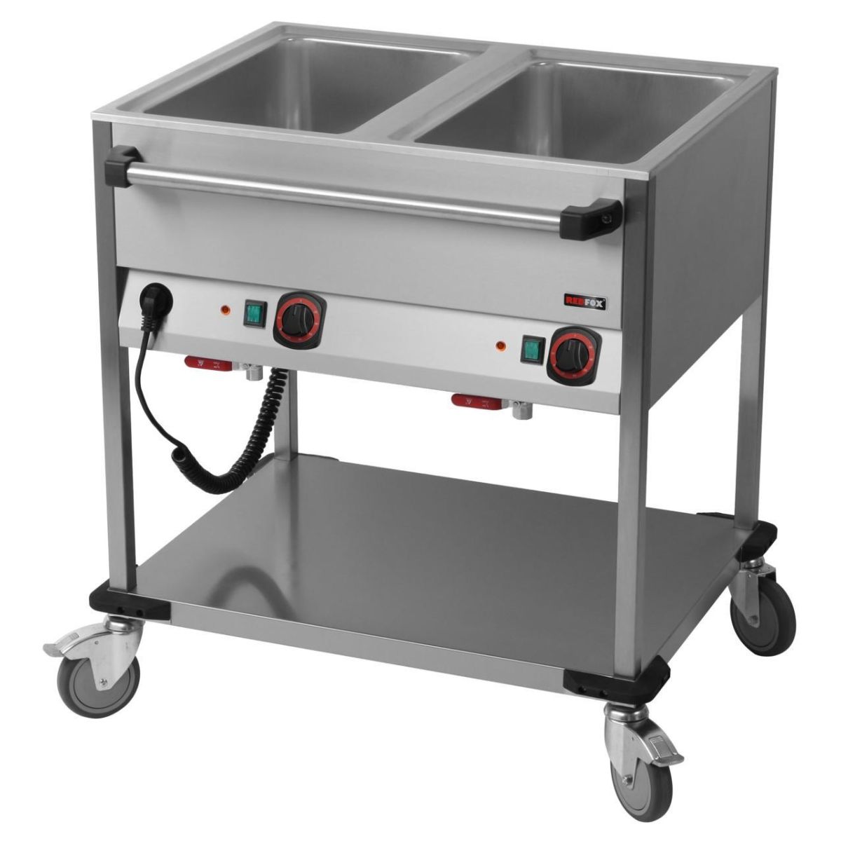 A&S Polarny Bain-Marie-Wagen-Fahrbar 3x GN 1/1 85x90x70 cm (BxHxT); edelstahl