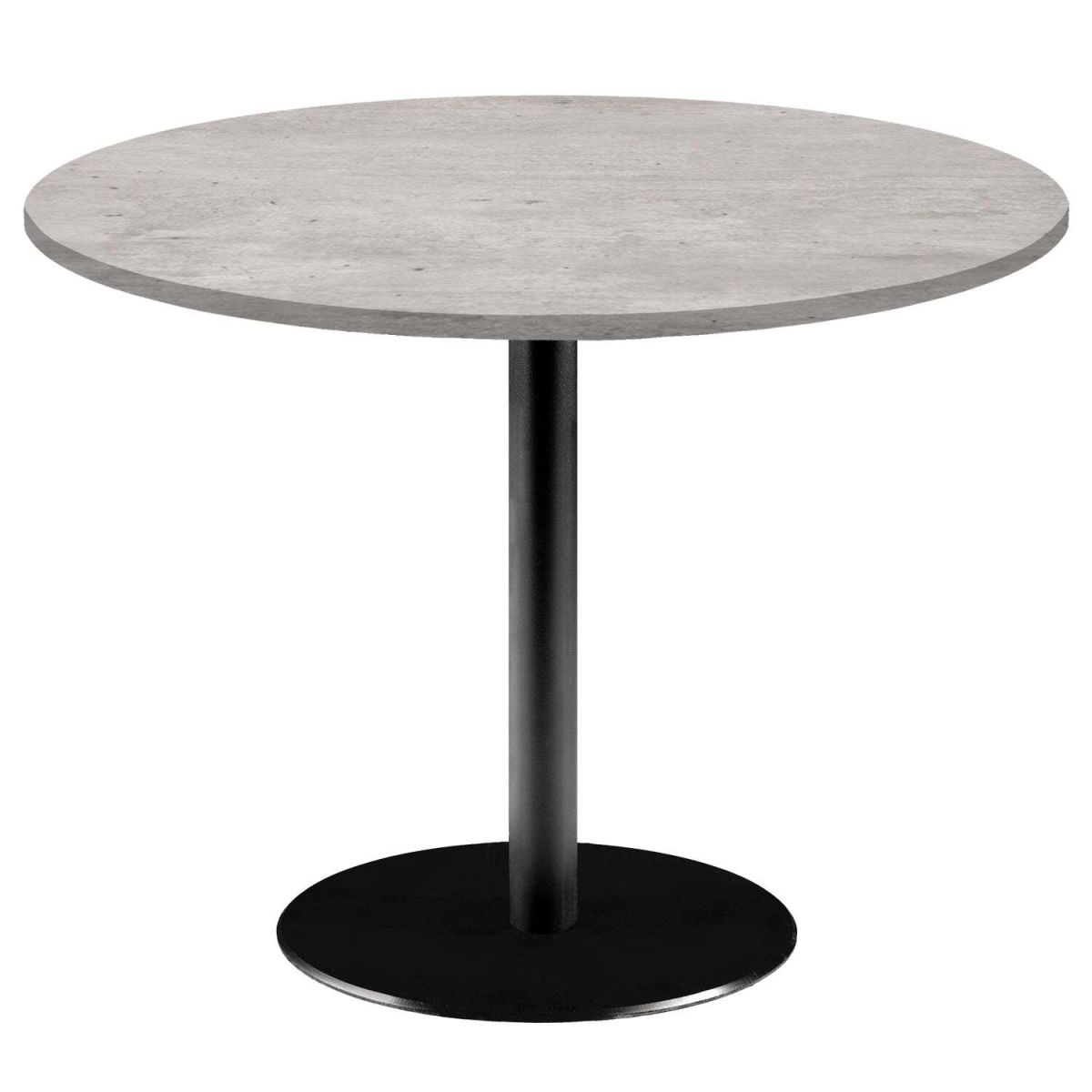 RestooTab Tisch Rome XL rund - Dekor Stein & Marmor 75x120 cm (HxØ); Platte grau/beton, Gestell schwarz; rund
