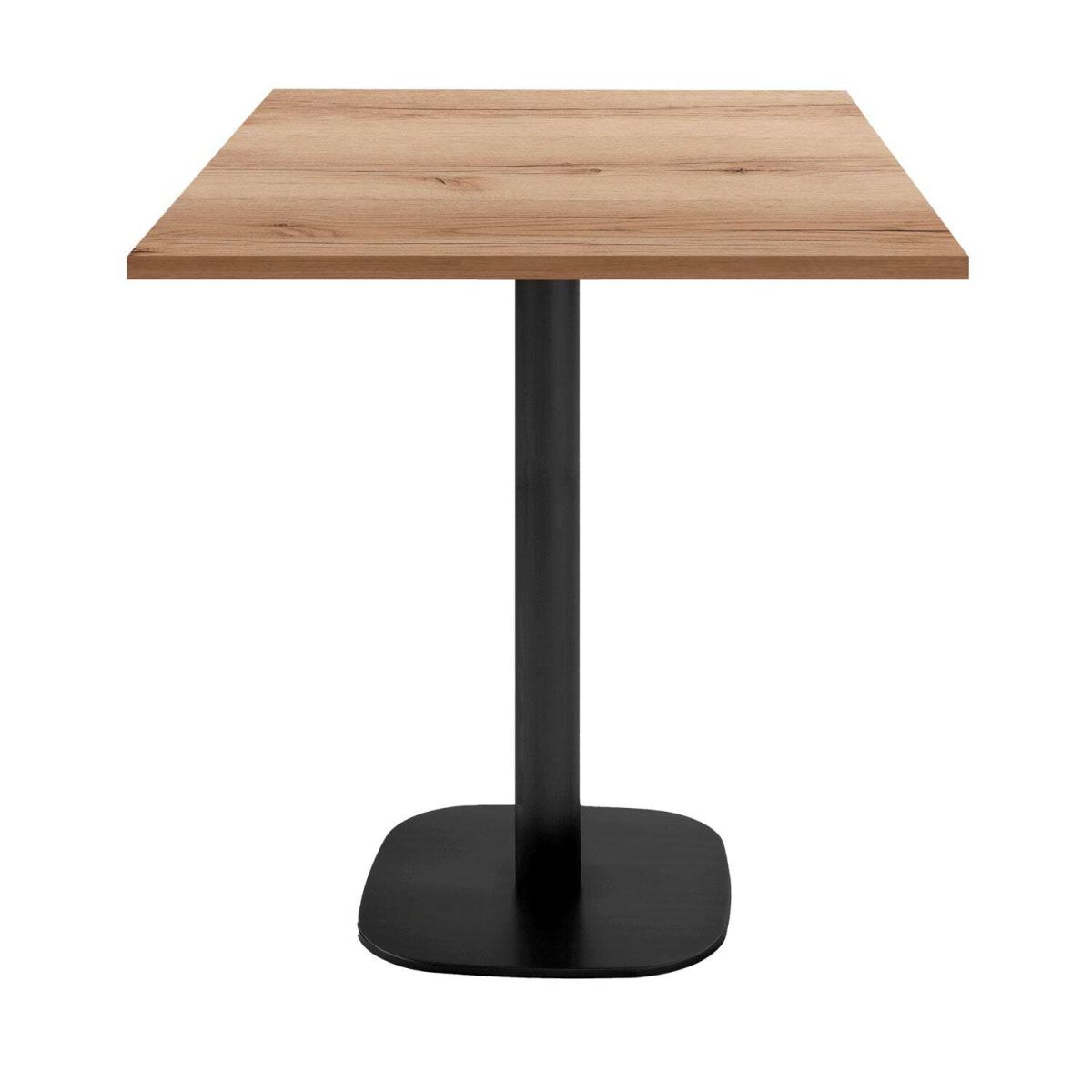 RestooTab Snacktisch Round quadratisch - Dekor Stein & Holz 70x70x93 cm (LxBxH); Platte eiche/natur, Gestell schwarz; quadratisch