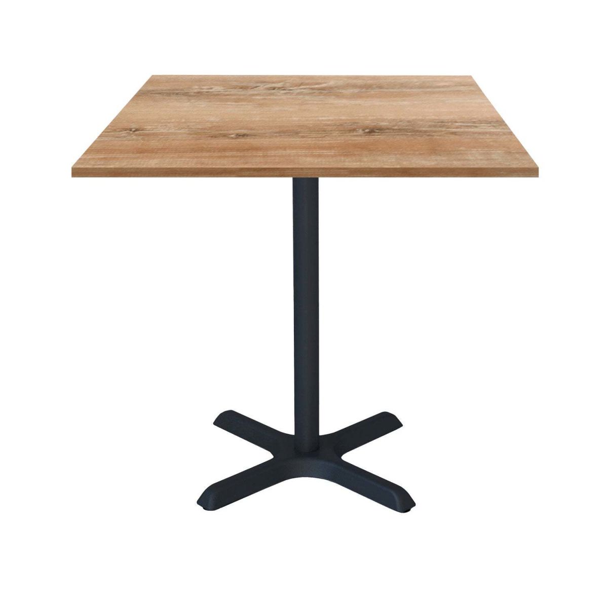 RestooTab Tisch Dina quadratisch - Dekor Holz & Uni 70x70x74 cm (LxBxH); Platte eiche antik, Gestell schwarz; quadratisch