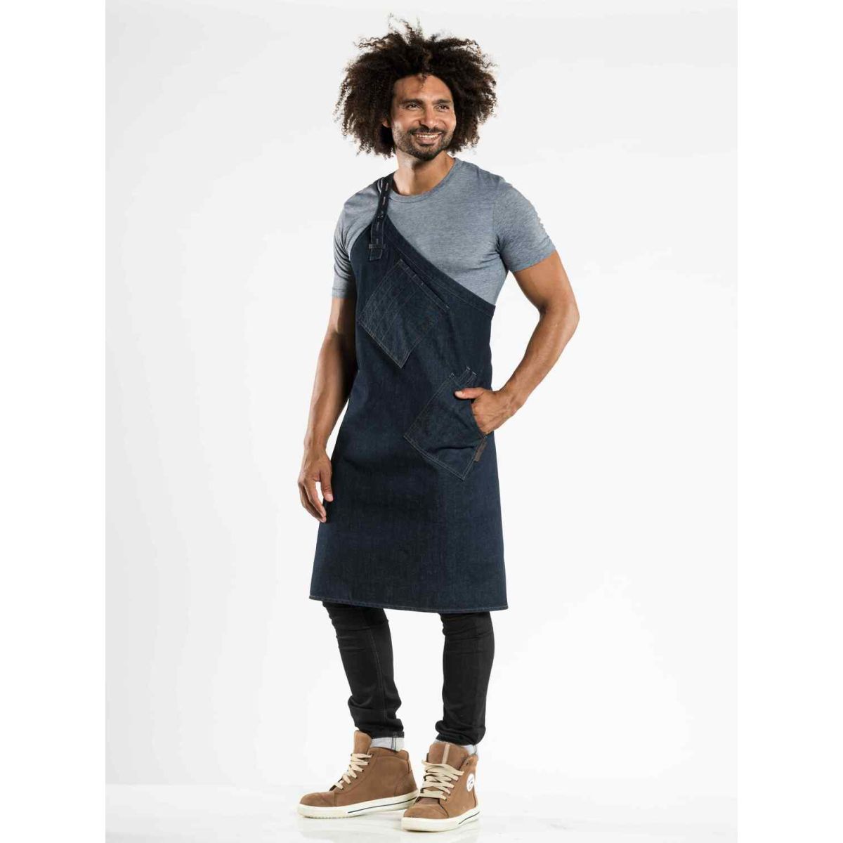 Chaud Devant Latzschürze Skew Blue Denim W85 – L85 85x85 cm (LxB); denim dunkel