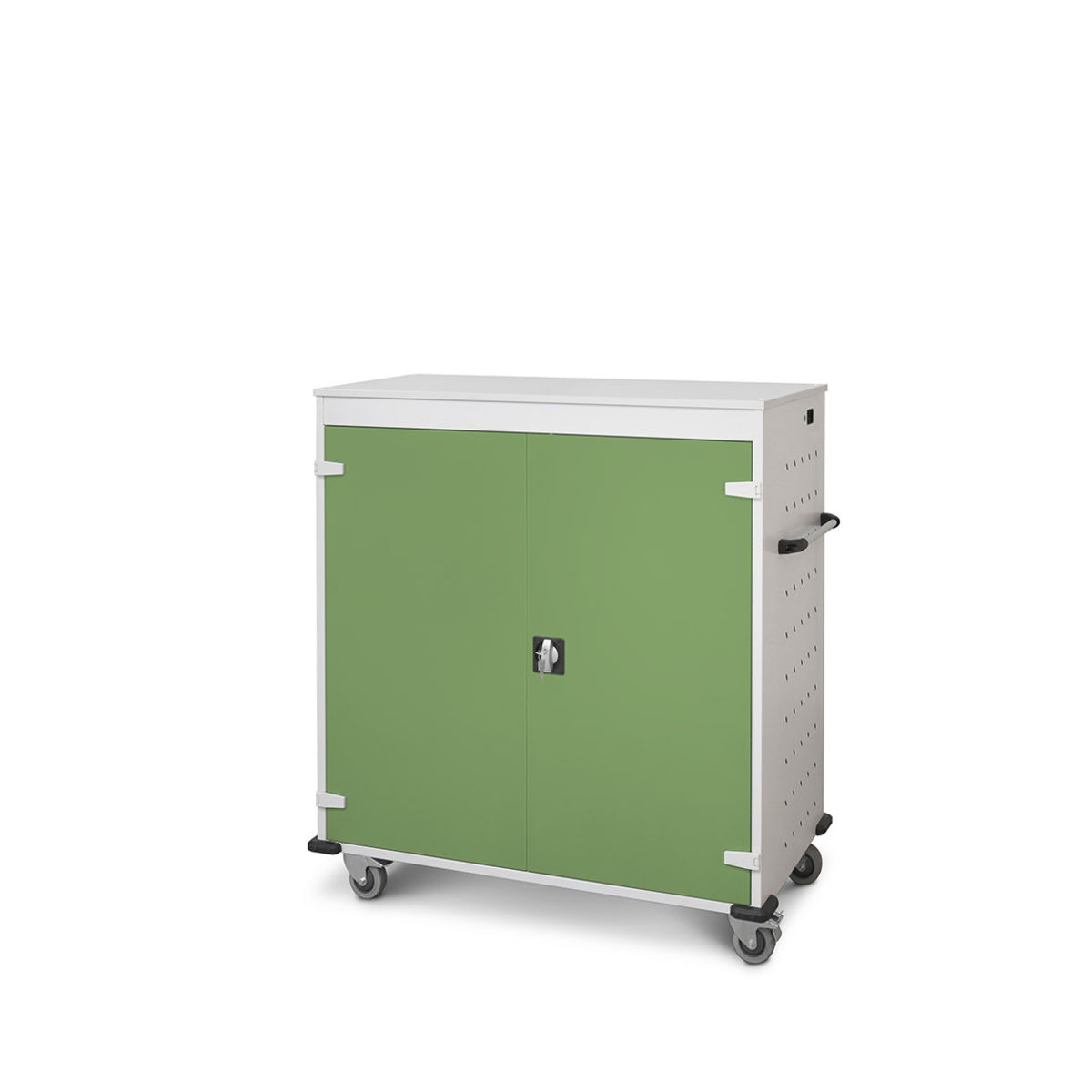 rotstahl Laptopwagen 30 Fächer mit lichtgrauem Korpus 92x131 cm (BxH); hellgrün