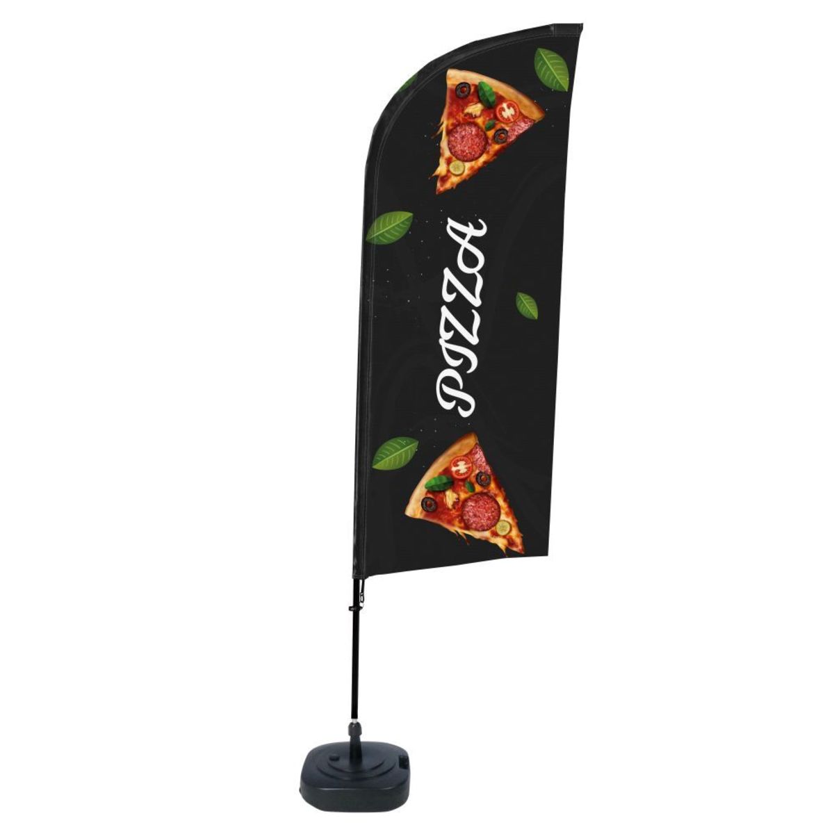 Foya Beachflag Alu Wind Komplett-Set Pizza 89 cm (B); schwarz