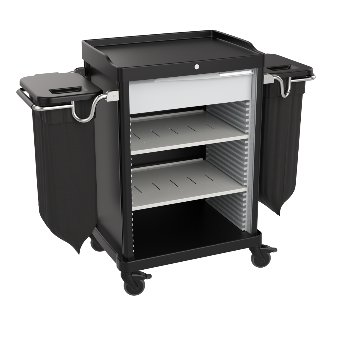 QUATRO Praktischer offener Zimmermädchenwagen V2 142x110 cm (BxH); schwarz