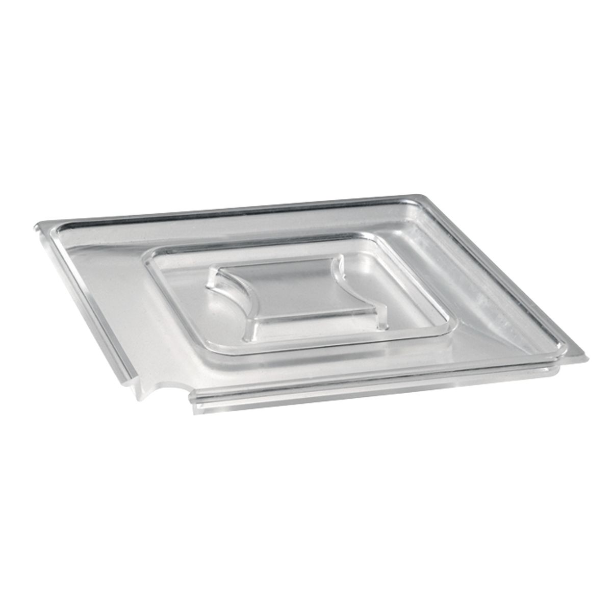 APS Deckel FLOAT, Kunststoff (SAN), mit Löffelaussparung 19x19x1.3 cm (LxBxH); transparent; quadratisch
