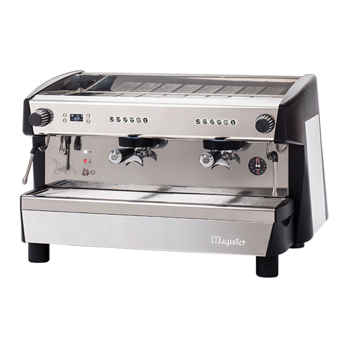 magister Siebträgermaschine, 2-gruppig, automatisch, DELTA, 4,5 kW 81.3x49.4x56.1 cm (BxHxT); silber