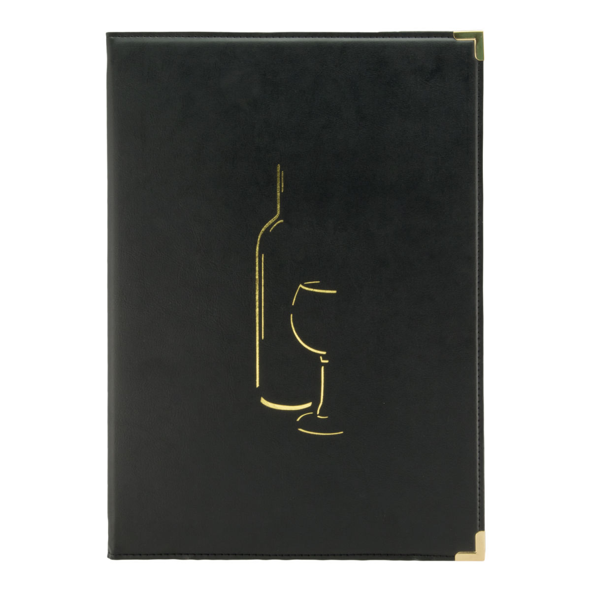 Carta delle bevande A4 Classic - Nero - Similpelle - 4 facciate Securit; 24x34 cm (LxH); nero
