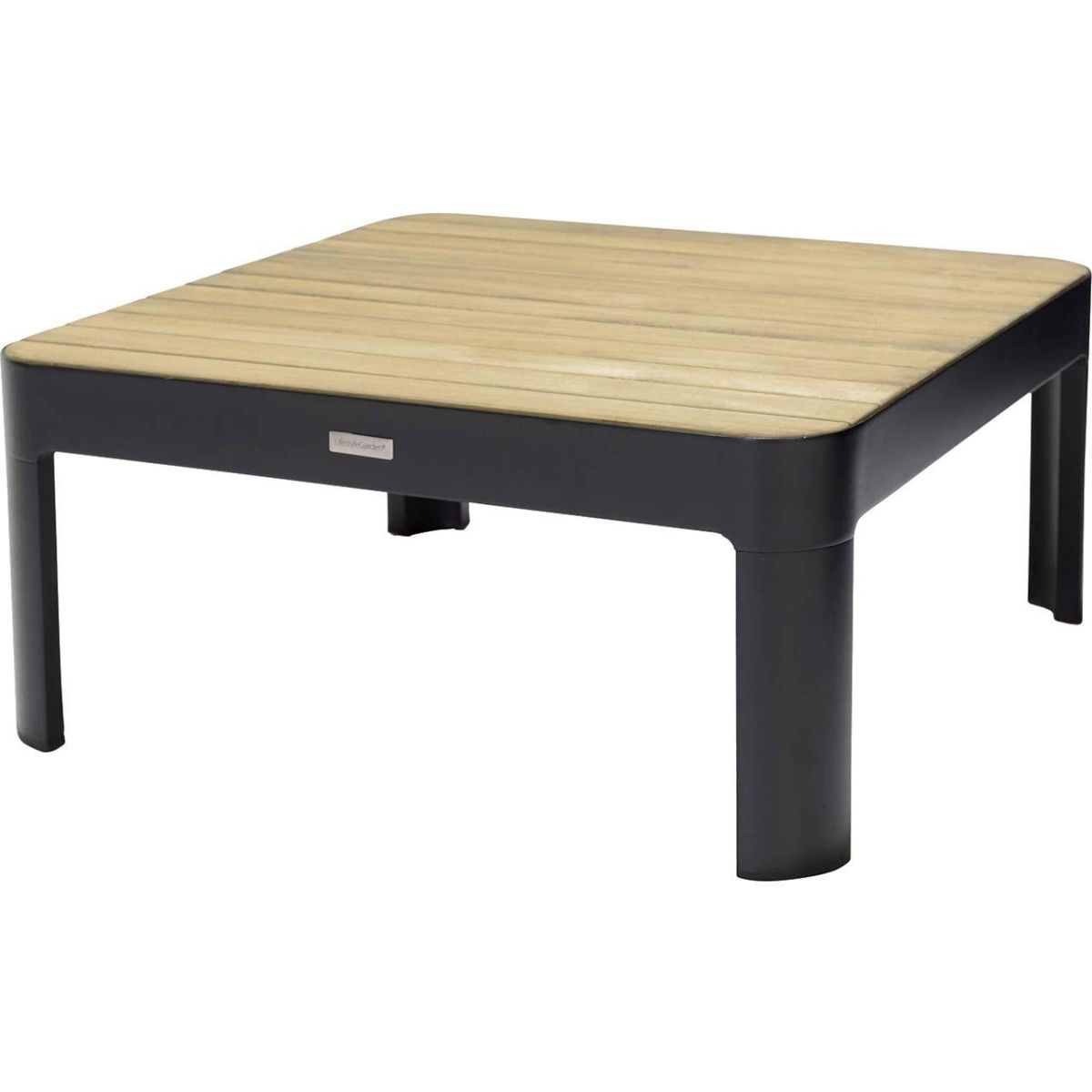 ScanCom Garten-Couchtisch 'Portals', 72 x 72 cm, schwarz; 72x72x32 cm (LxBxH); Platte braun, Gestell schwarz