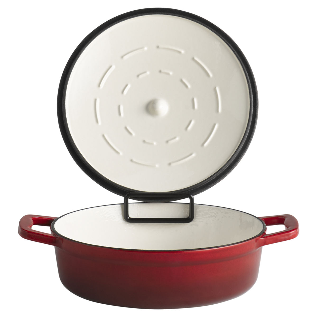 APS Bräter mit Deckel 5 STARS, Gusseisen; 2500 ml, 25x25x25x7 cm (LxBxØxH); rot; rund