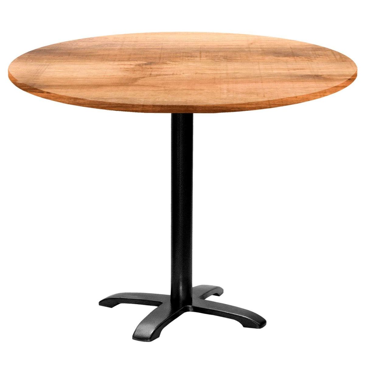 RestooTab Tisch Bazila rund - Dekor Holz 74x110 cm (HxØ); Platte eiche/braun, Gestell schwarz; rund