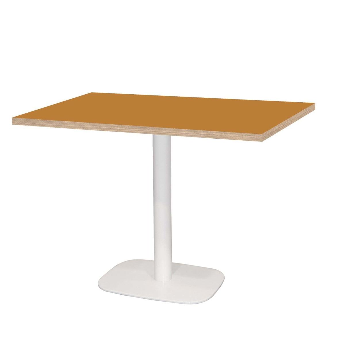 Tavolo Round rettangolare base bianco - laminato tinta unita RestooTab; 120x70x75 cm (LxLxH); senape/marrone; rettangolare