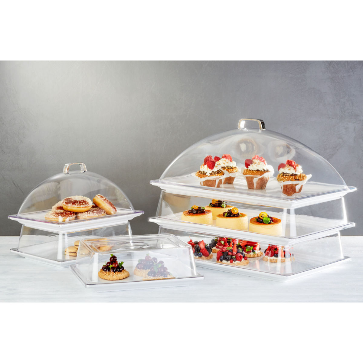 APS GN 1/2 Kuppelhaube, Kunststoff (SAN) GN 1/1, 54x33x20 cm (LxBxH); transparent; rechteckig