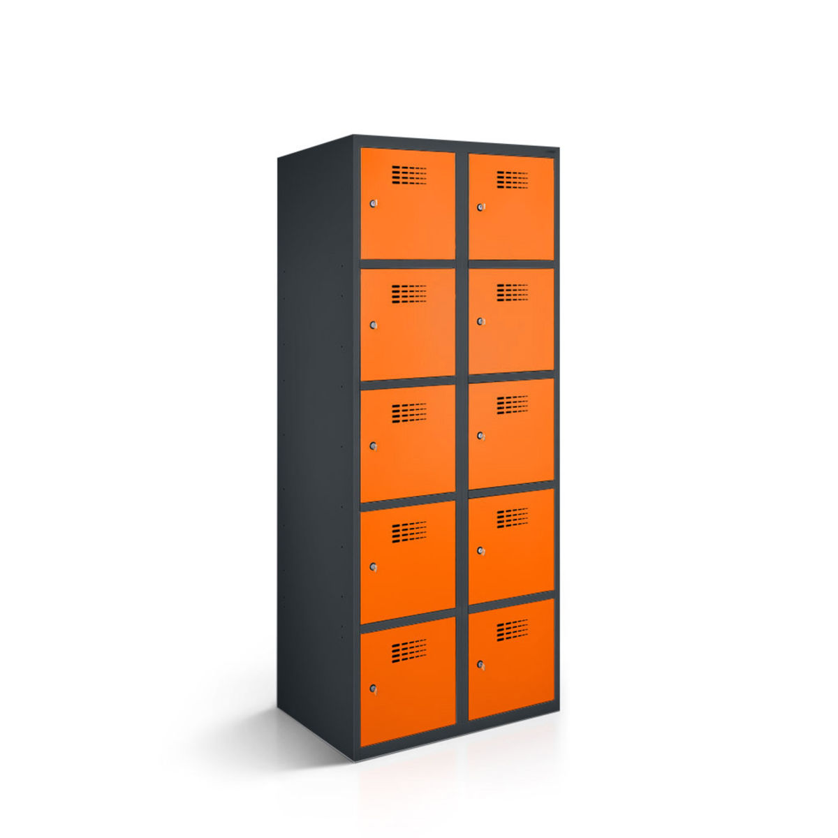 rotstahl Fächerschrank 10 Fächer mit anthrazitgrauem Korpus 80x50x180 cm (BxTxH); orange