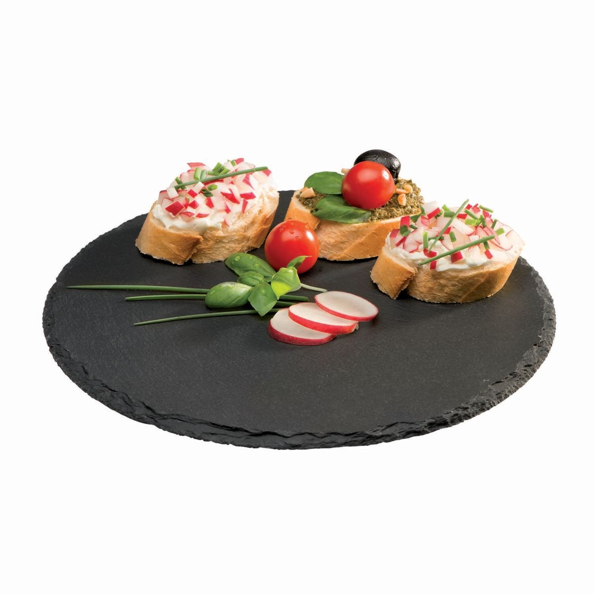 APS Naturschieferplatte MORRA, rund 28x28x28x0.7 cm (LxBxØxH); schwarz; rund