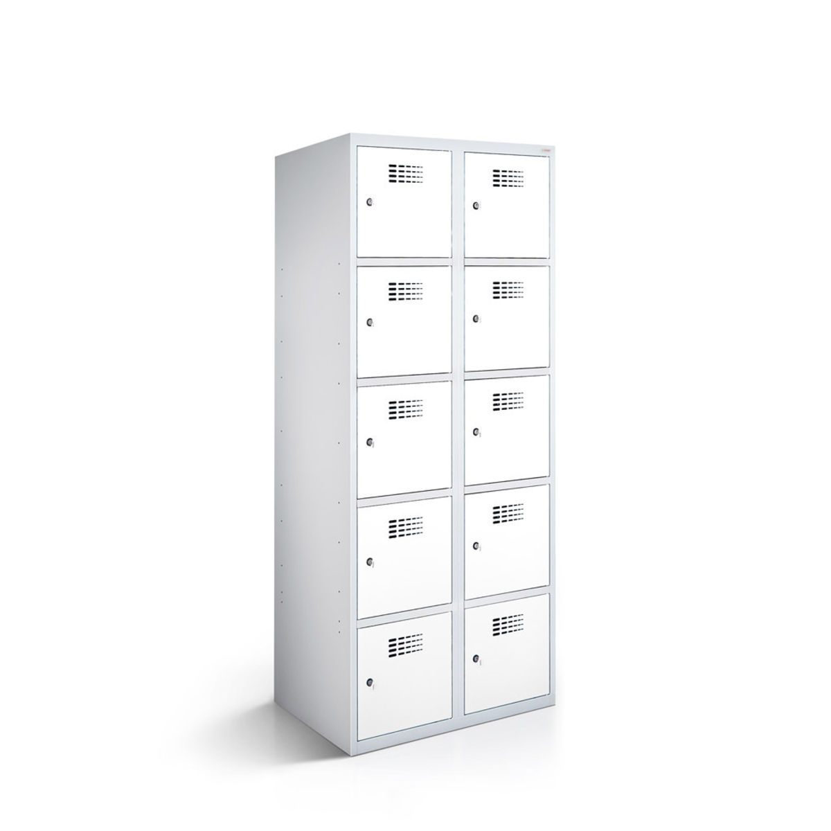 rotstahl Fächerschrank 10 Fächer mit lichtgrauem Korpus 60x50x180 cm (BxTxH); weiß