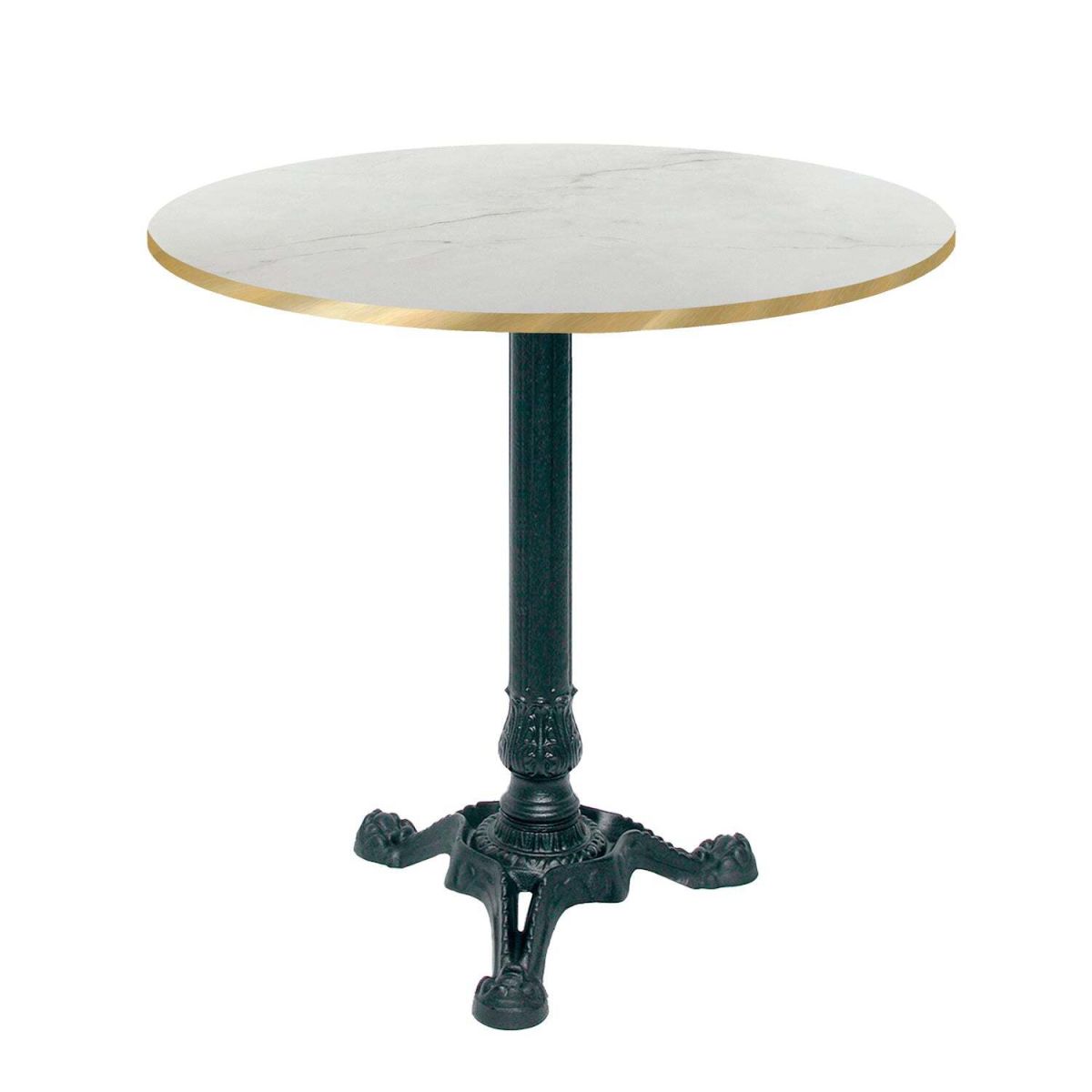RestooTab Tisch Bistrot rund - Kanten messingfarben 70x70x75x70 cm (LxBxHxØ); weiß/beige/messing; Gestell schwarz; rund