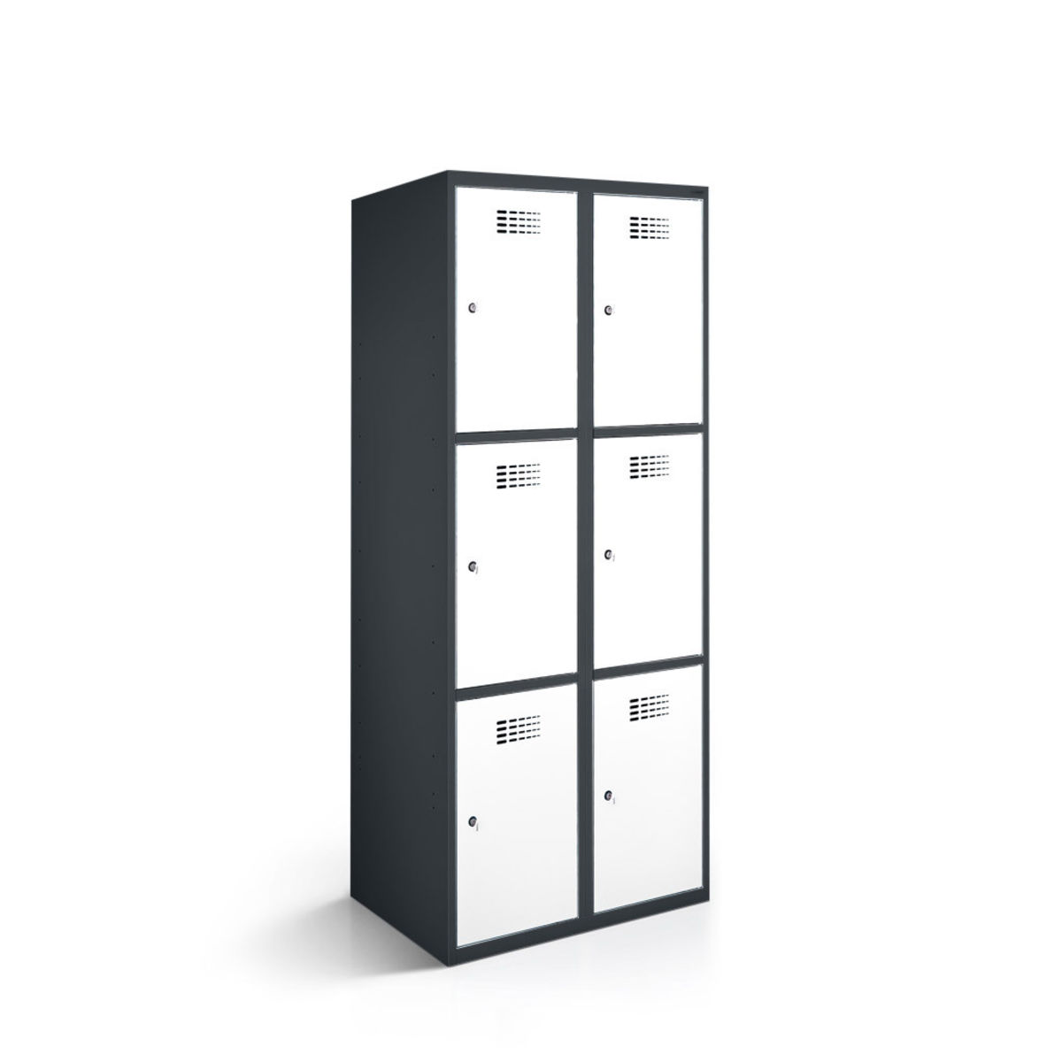 rotstahl Fächerschrank 6 Fächer mit anthrazitgrauem Korpus 80x50x180 cm (BxTxH); weiß