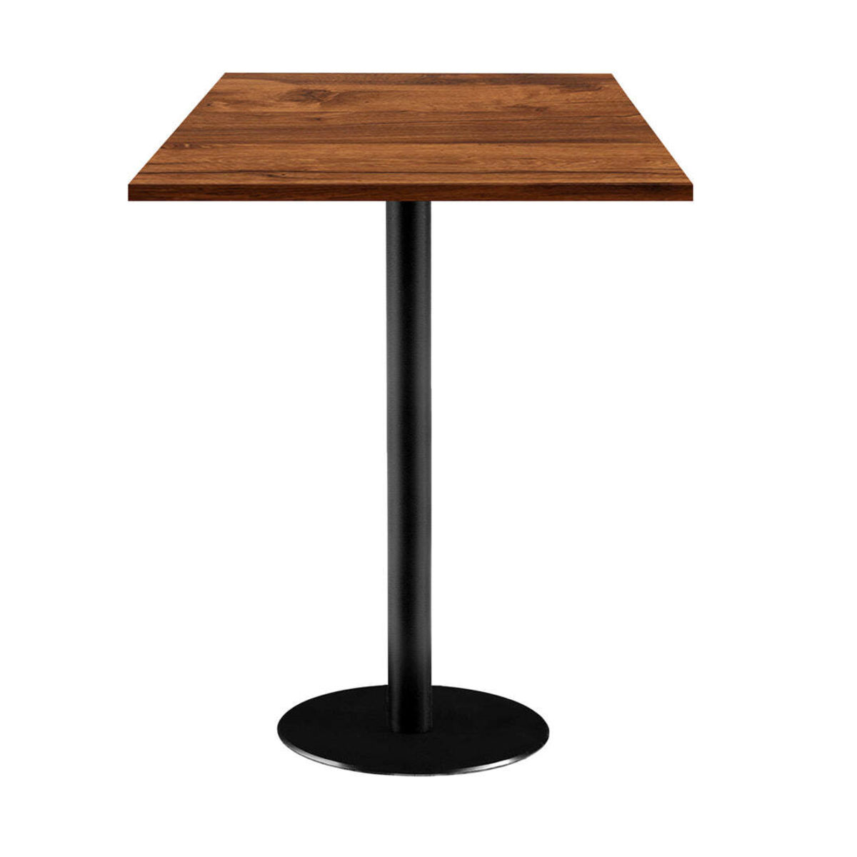 RestooTab Stehtisch Rome quadratisch - Dekor Holz 60x60x113 cm (LxBxH); Platte eiche wenge, Gestell schwarz; quadratisch