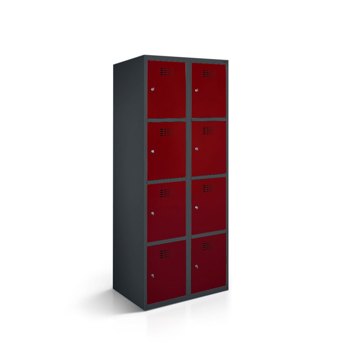 rotstahl Fächerschrank 8 Fächer mit anthrazitgrauem Korpus 60x50x180 cm (BxTxH); bordeaux