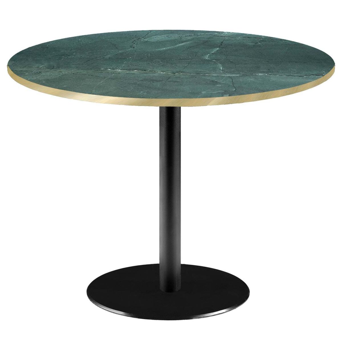 Tavolo Roma XL rotondo - laminato pietra RestooTab; 75x120 cm (HxØ); verde scuro/marmorizzato/ottone; rotonda