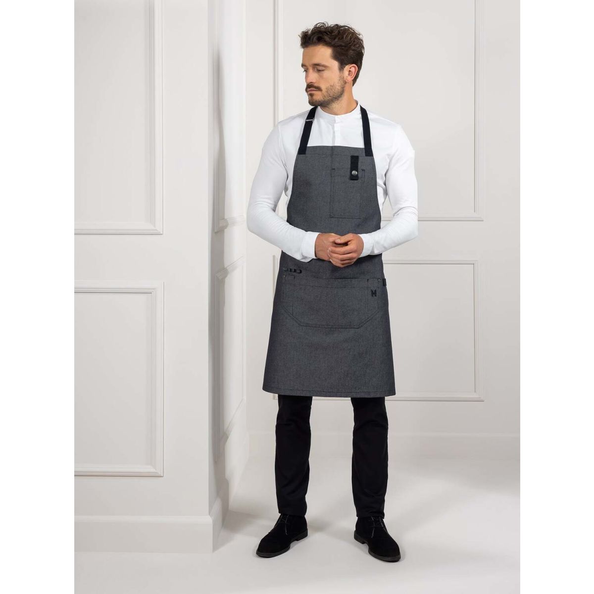 Le Nouveau Chef Kookschort Seattle Denim; 77x83 cm (LxB); zwart