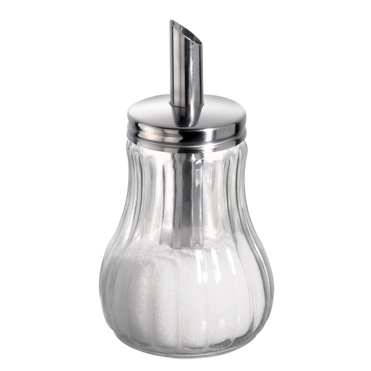 APS Sockerströare; 25 cl, 8x15 cm (ØxH); Silverfärg/Transparent; Rund