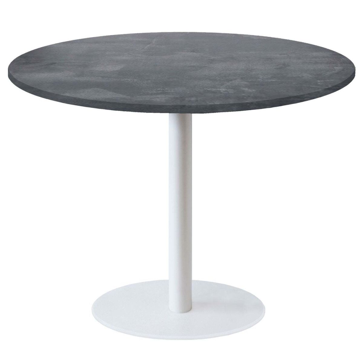 RestooTab Tisch Rome XL rund Gestell weiß - Dekor Stein 120x120x75x120 cm (LxBxHxØ); steingrau; Gestell schwarz; rund