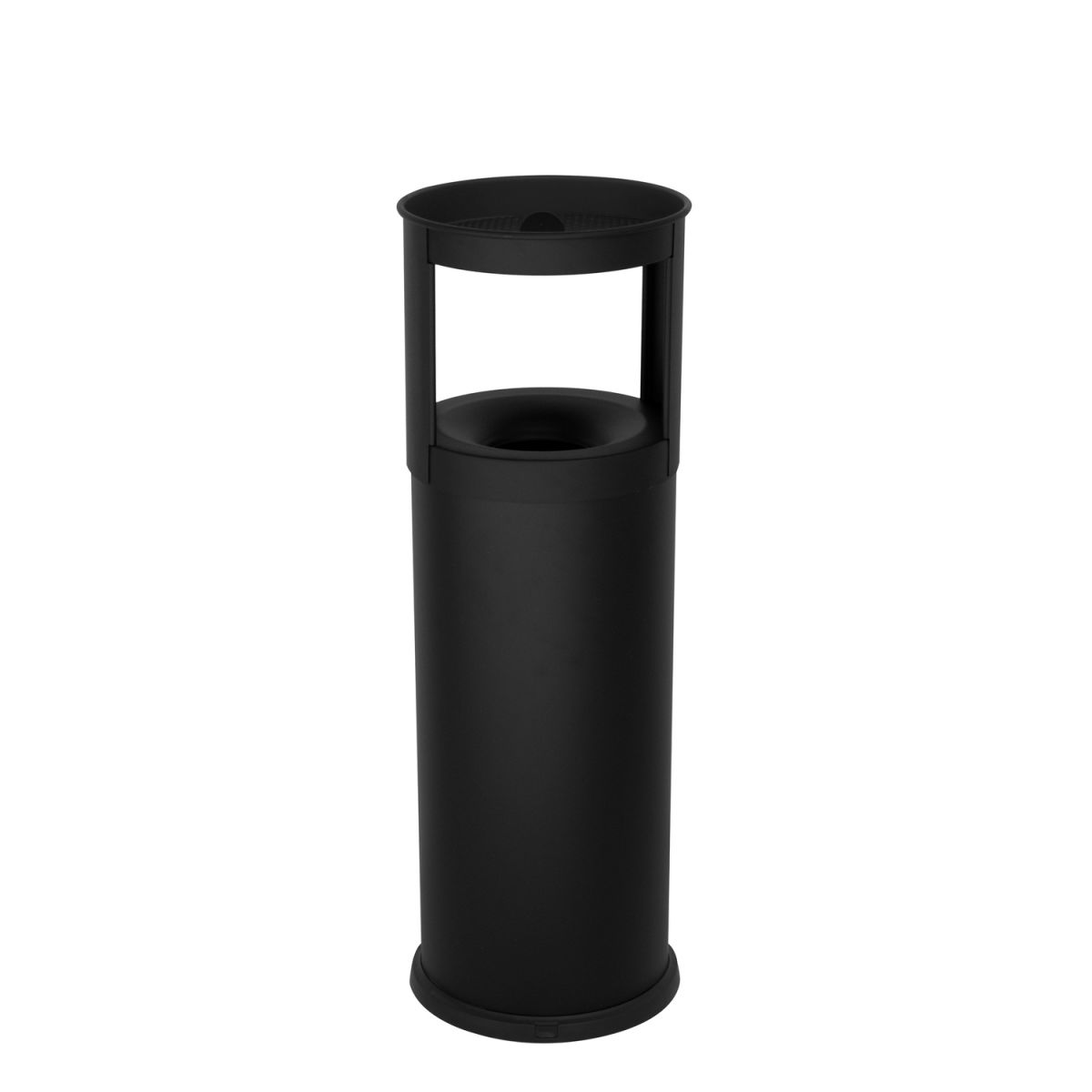 STIL CASA Stil Casa selbstlöschender Abfallbehälter mit Aschenbecher, Stahl lackiert, bodenschonender Kunststoffrand 25 l, 27.5x27.5x26x81.5 cm (LxBxØxH); schwarz