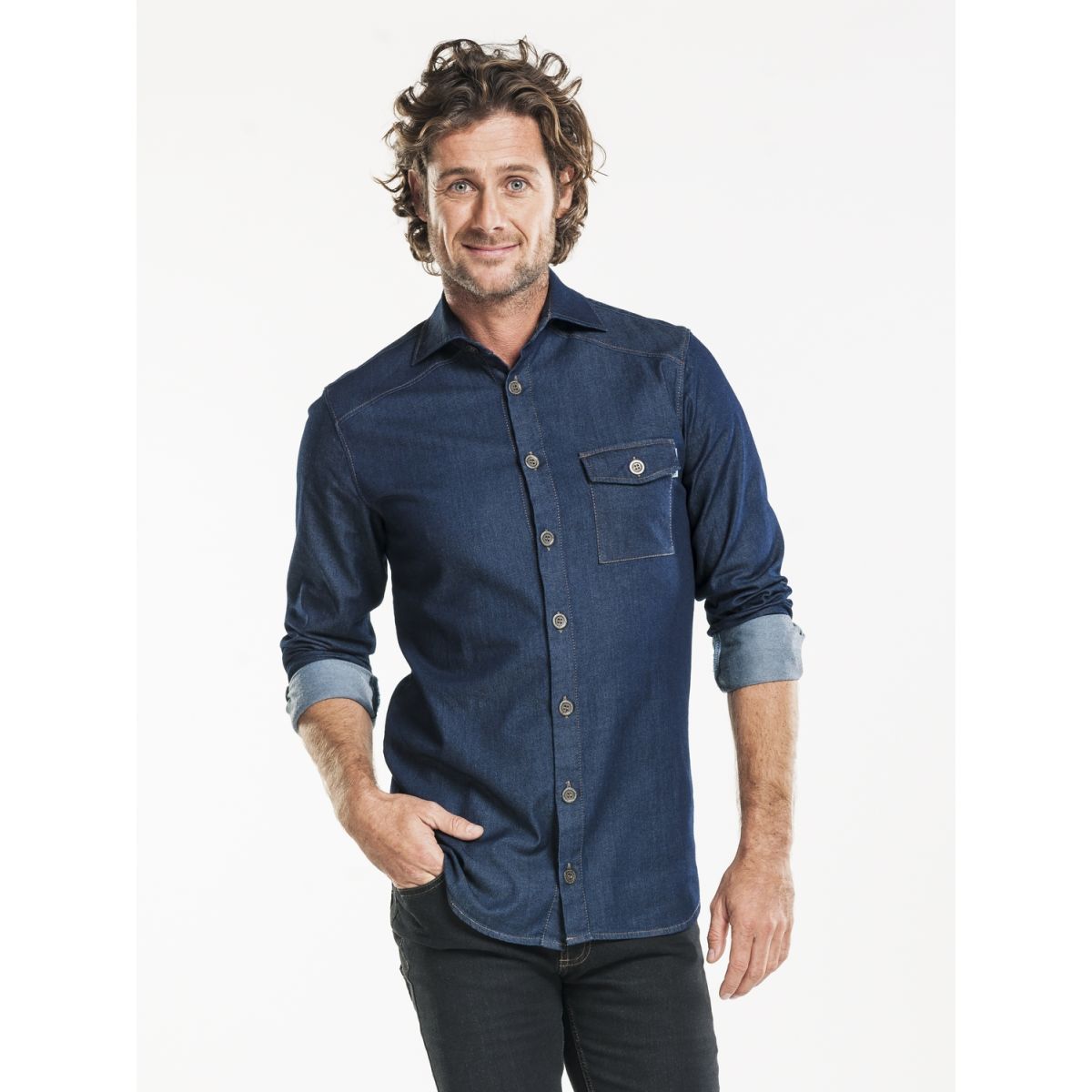 Chaud Devant Hemd Men Black Stretch Kleidergröße XL; denim dunkel