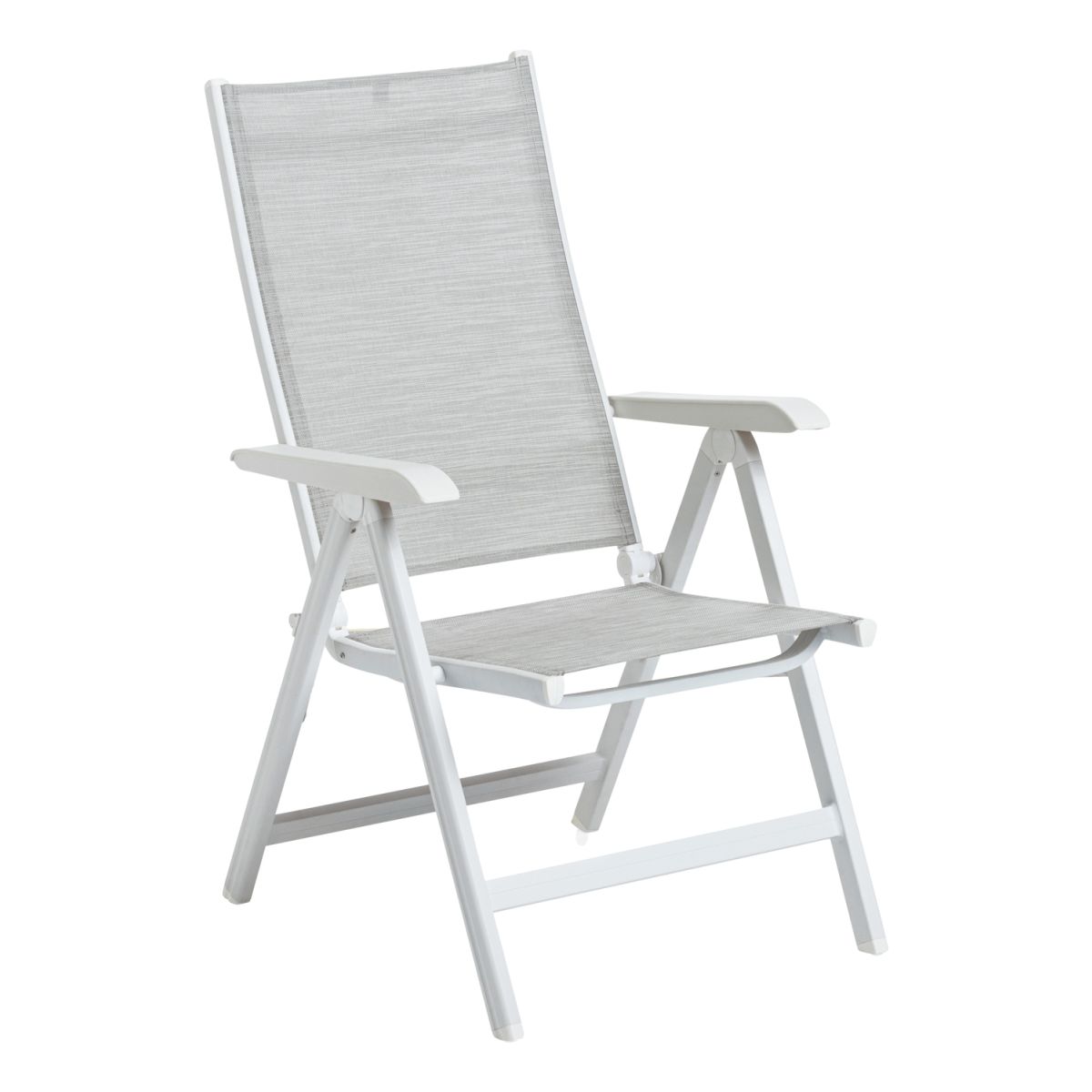 KETTLER Multipositionssessel BASIC PLUS; 61x68x109 cm (BxTxH); Sitz hellgrau, Gestell weiß