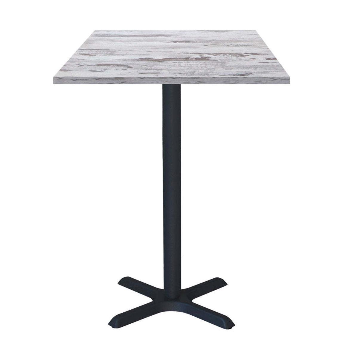 RestooTab Stehtisch Dina quadratisch - Dekor Holz & Uni 60x60x112 cm (LxBxH); Platte eiche/weiß, Gestell schwarz; quadratisch