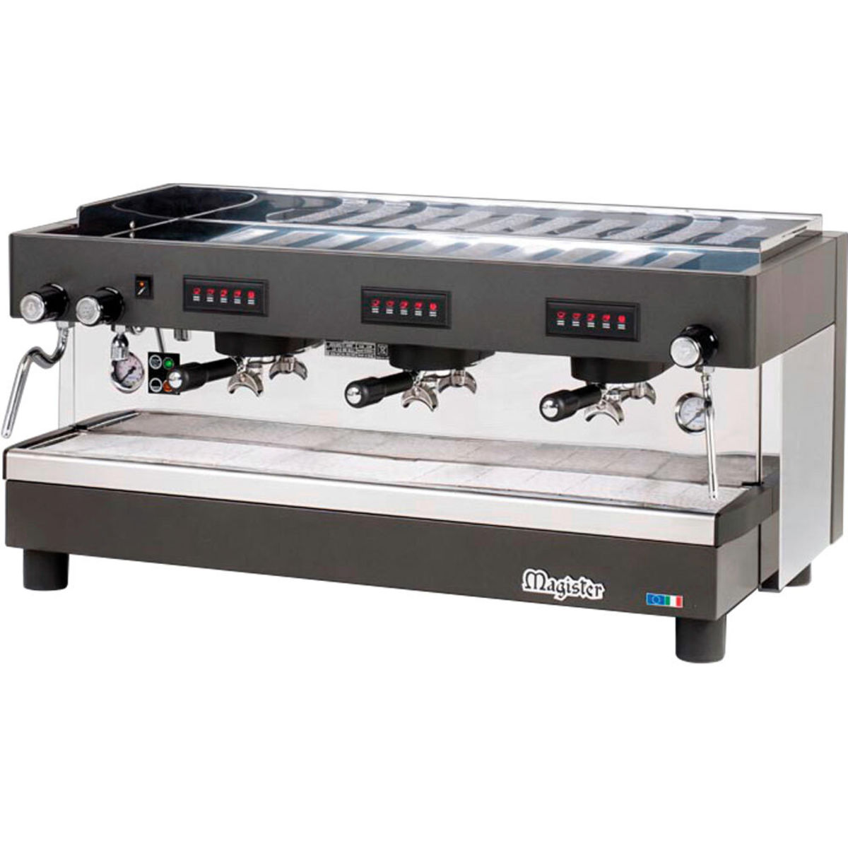 magister Siebträgermaschine, 3-gruppig, automatisch, HRC, 5,4 kW 100x49.2x52.5 cm (BxHxT); silber/schwarz