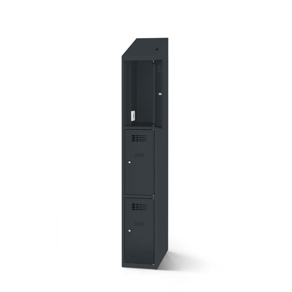 rotstahl Fächerschrank mit Ladefunktion 3 Fächer mit anthrazitgrauem Korpus 30x200 cm (BxH); anthrazit