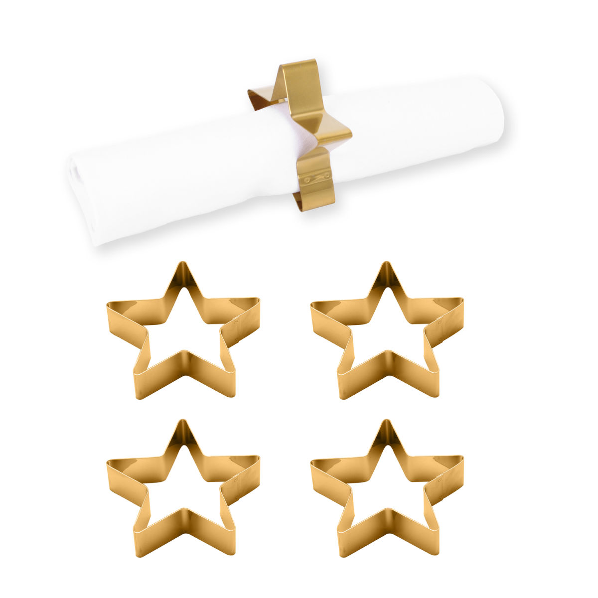 ECHTWERK Serviettenring-Set Stern-Design 7x2x2 cm (LxBxH); gold; 4 Stück / Pack