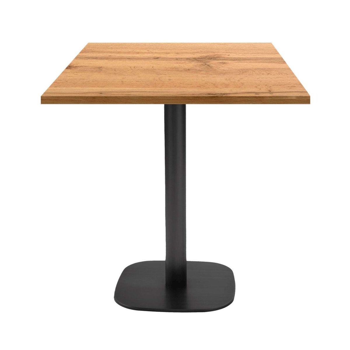 RestooTab Tisch Round quadratisch - Dekor Stein & Holz 70x70x75 cm (LxBxH); Platte eiche, Gestell schwarz; quadratisch