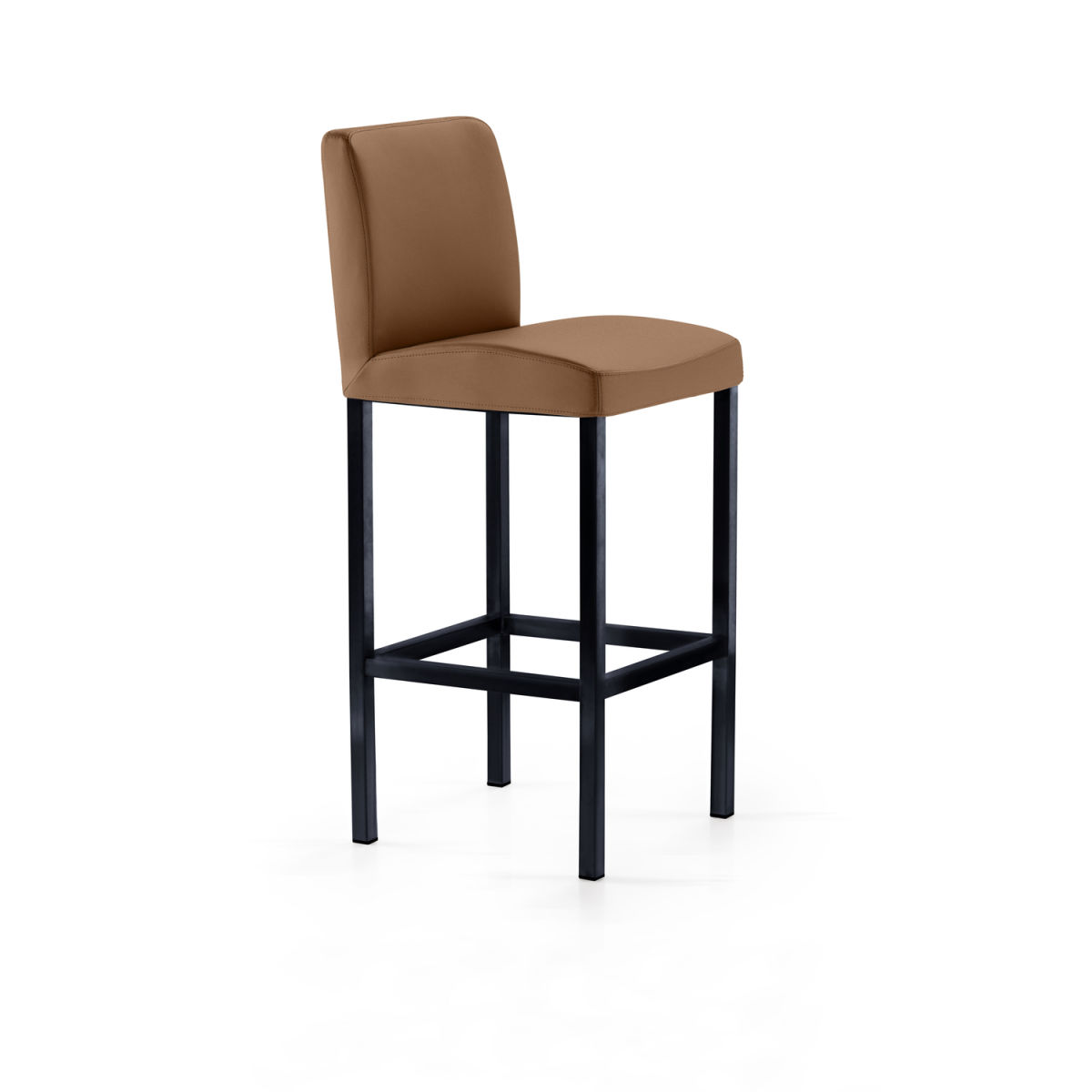 Mayer Sitzmöbel Barhocker Barstuhl, Vierfuß, Mikrofaser in Lederoptik, bis 150 kg 40x45x94 cm (BxTxH); Sitz hellbraun, Gestell schwarz
