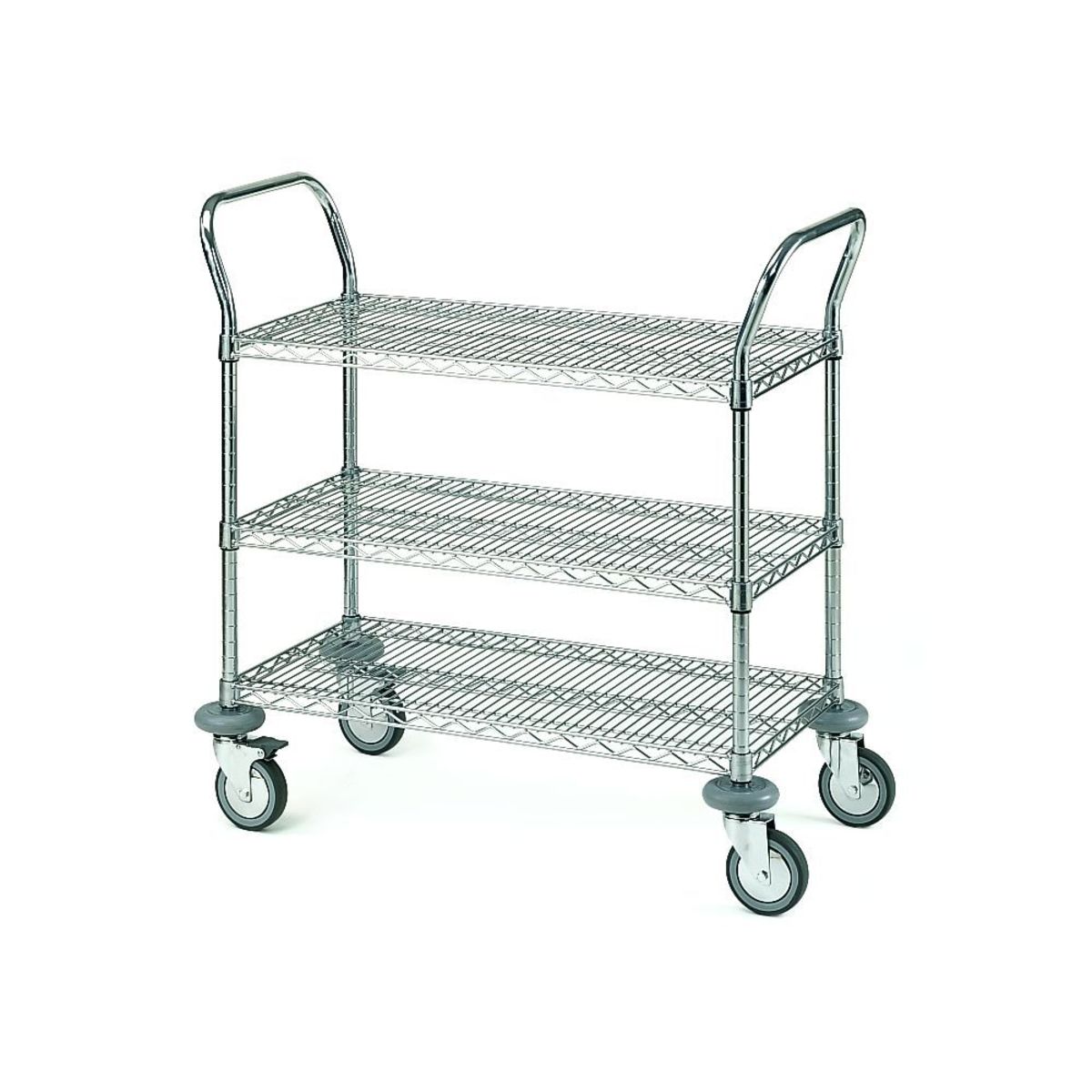 QUATRO Robuster Transportwagen mit drei Ebenen 90 x 45 122x45x109 cm (BxTxH); silber