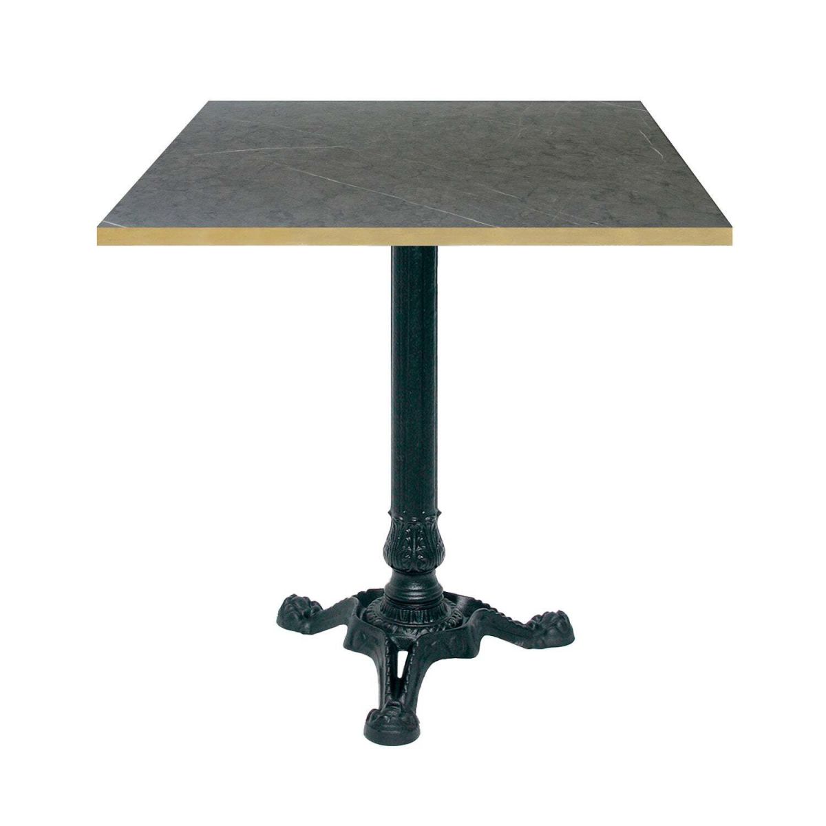 RestooTab Tisch Bistrot quadratisch- Kanten messingfarben 70x70x75 cm (LxBxH); schwarz/dunkelgrau/messing; Gestell schwarz; quadratisch