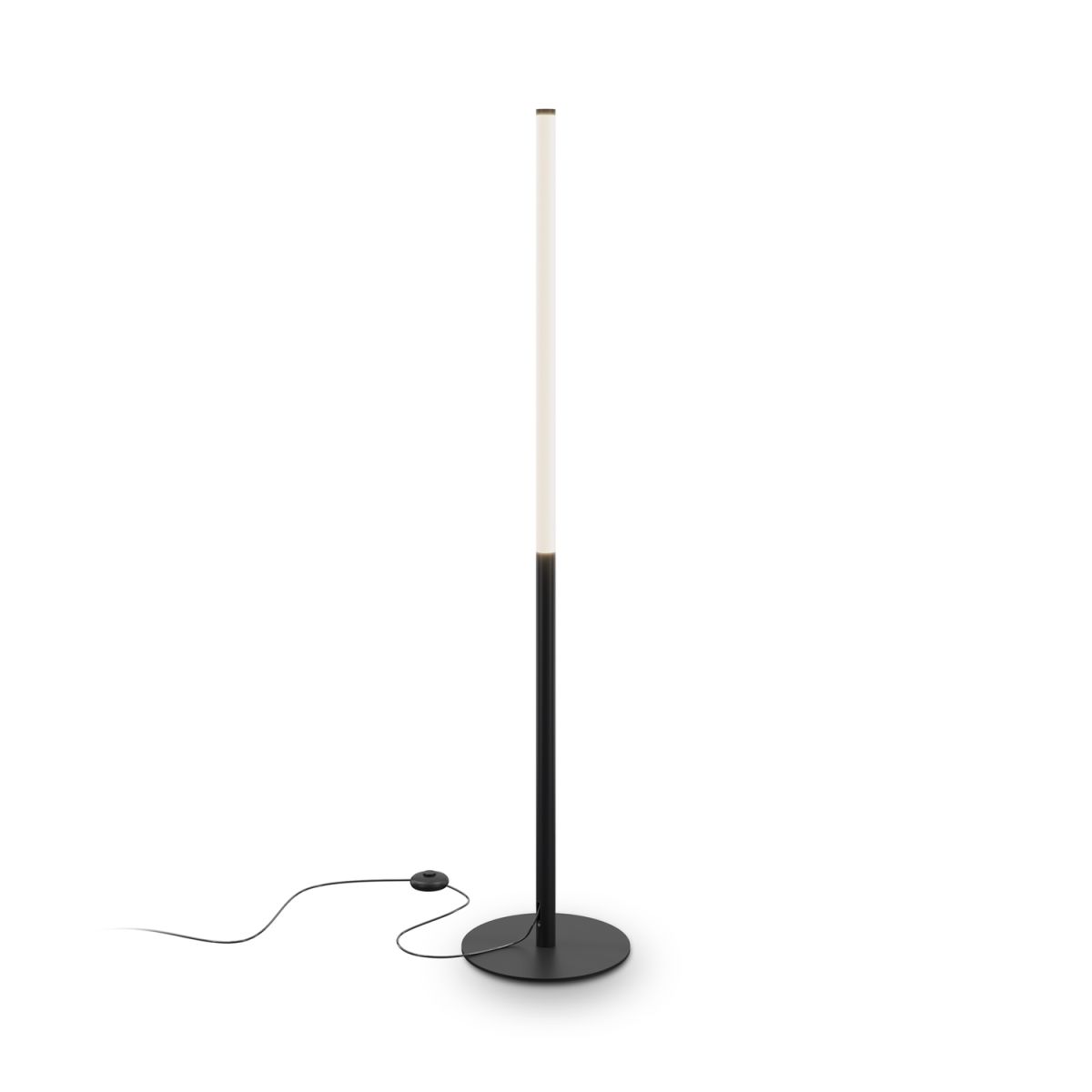 Maytoni Stehleuchte Ray Schwarz, aus Metall, LED, 2100lm, 3000K 3x3x130x3 cm (LxBxHxØ); schwarz; Gestell schwarz