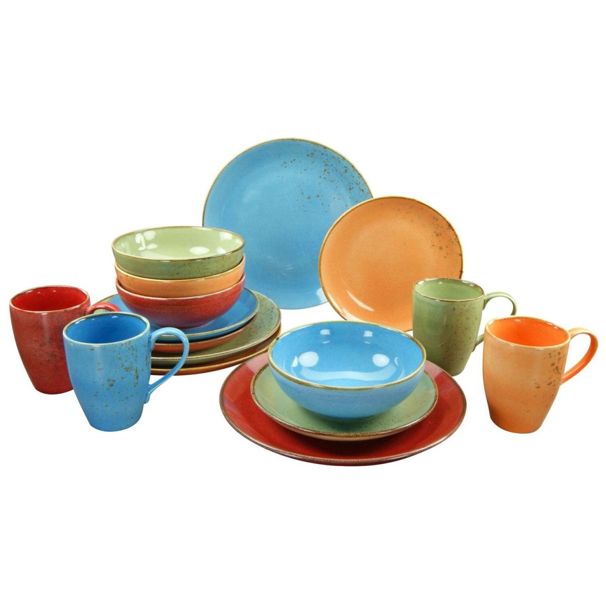 CreaTable Nature Collection - Kombiservice 16-tlg blau/grün/orange/rot