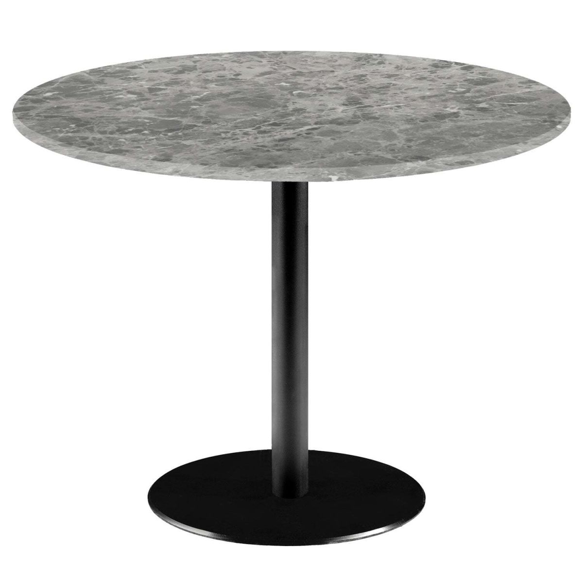 RestooTab Tisch Rome XL rund - Dekor Stein & Marmor 75x120 cm (HxØ); Platte steingrau/marmoriert, Gestell schwarz; rund
