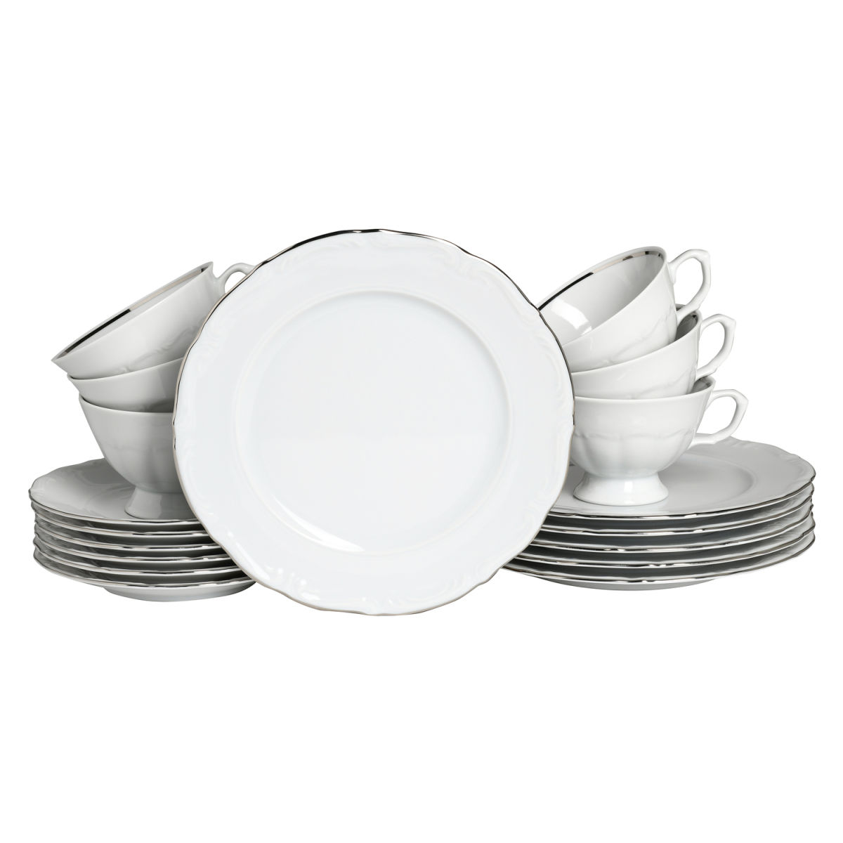 CreaTable Maria Theresia - Kaffeeservice 18-tlg weiß/platin