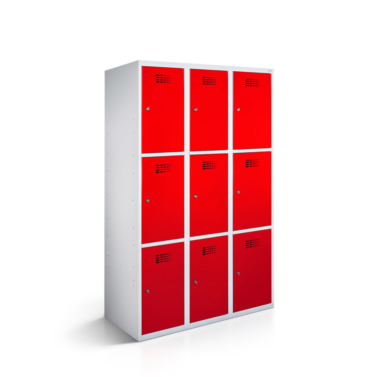 rotstahl Fächerschrank 9 Fächer mit lichtgrauem Korpus 90x50x180 cm (BxTxH); rot