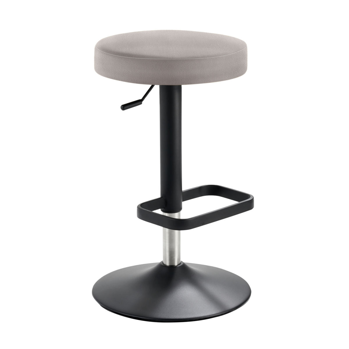 Mayer Sitzmöbel Barhocker Tresenhocker Tellersitz , höhenverstellbar, Mikrofaser in Lederoptik 44x44x55 cm (BxTxH); Sitz grau, Gestell schwarz